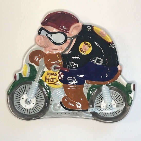 Road Hog- Chip Tray Platter Cooks Club - No Box. No Damage. Pig Motorcycle Snack - Picture 1 of 12